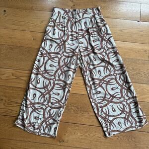 NWOT Richard Allen X H&M Wide Leg Crop Pants SZ 8 Serpent Snake Classic Casual
